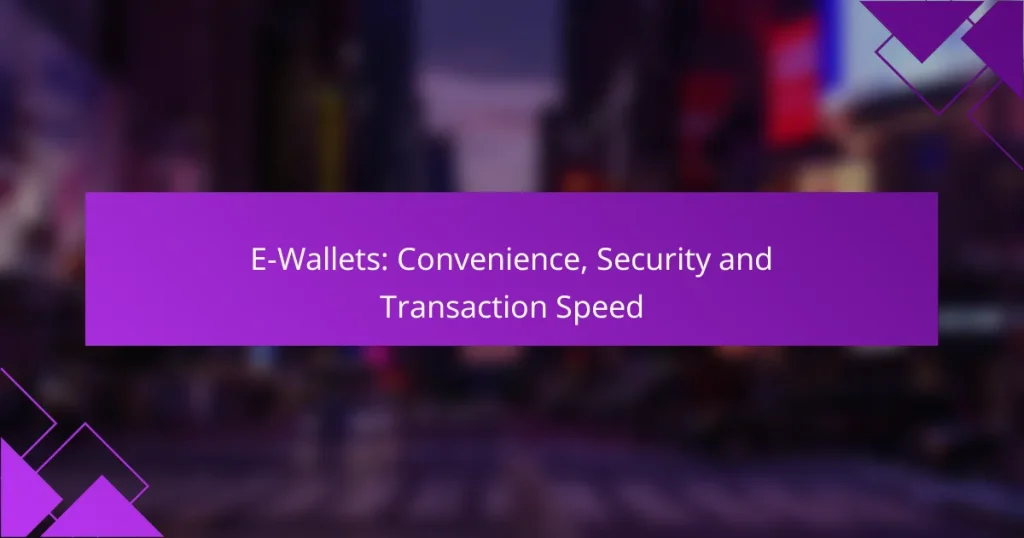 E-Wallets: Convenience, Security and Transaction Speed