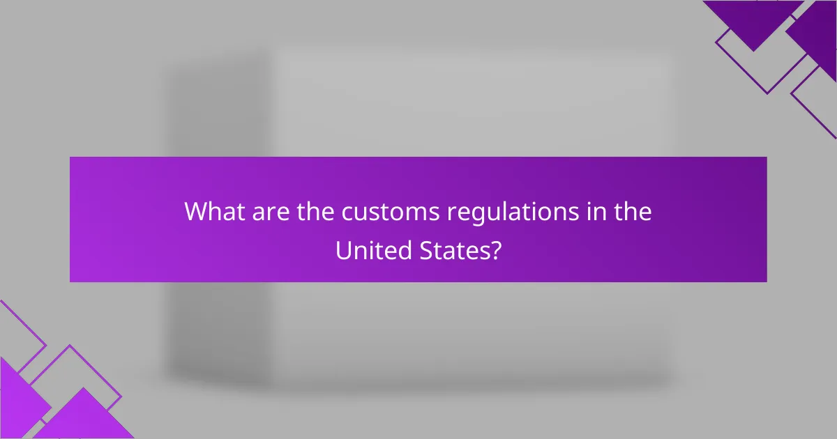 What are the customs regulations in the United States?