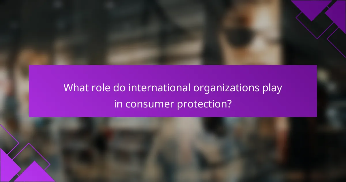 What role do international organizations play in consumer protection?